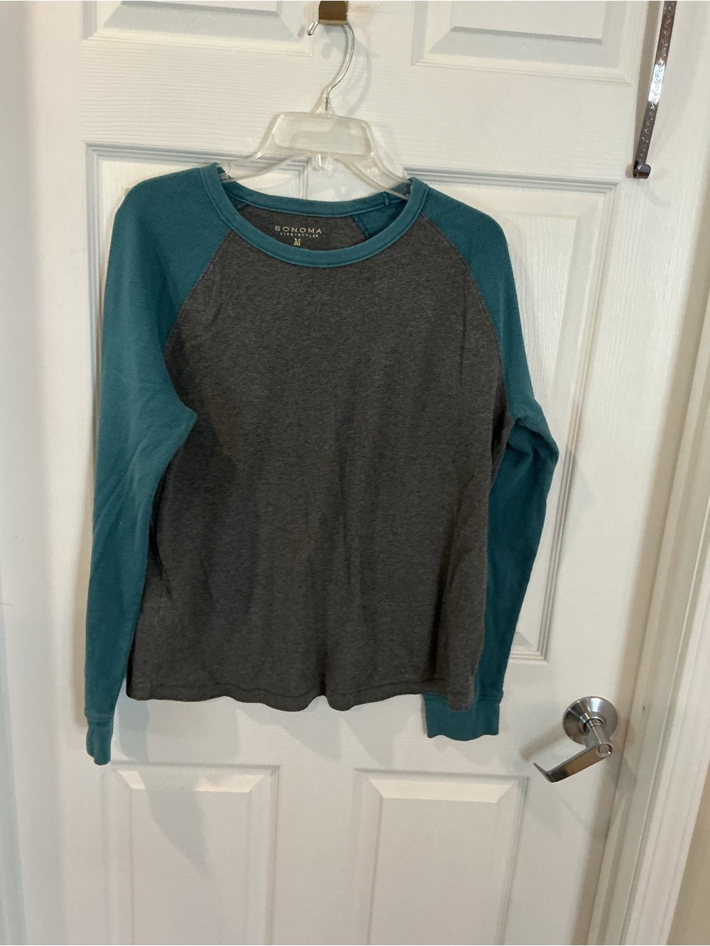 Sonoma mens Teal and Charcoal Raglan Long-Sleeve Tee